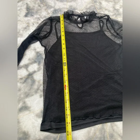 Black Art Class Sheer Long Sleeve Top - Picture 7 of 8